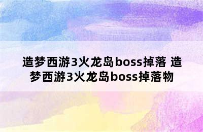 造梦西游3火龙岛boss掉落 造梦西游3火龙岛boss掉落物